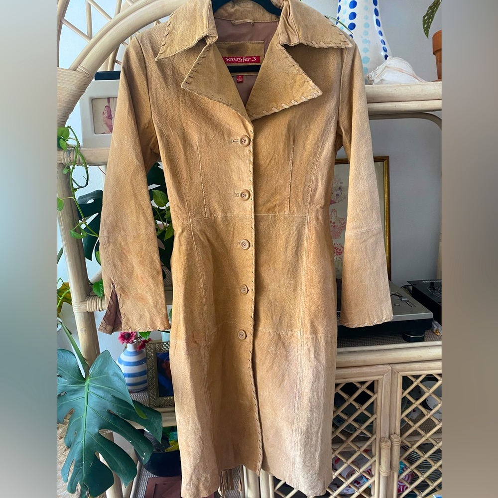 Leather Y2K vintage fringe coat - Picture 2 of 11